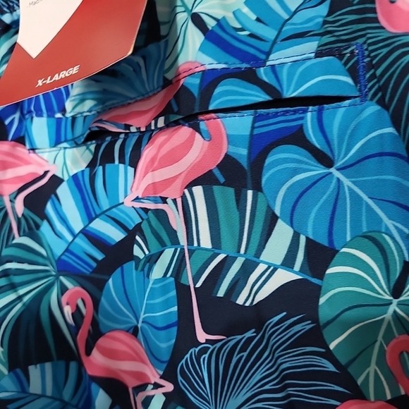 Member's Mark Resort Swim Trunks X-Large Flamingo Palm Leaf Tropical Beach - Picture 4 of 6